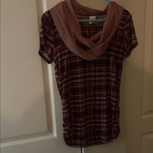Plaid Cowl Neck Top